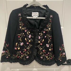 Rickie Freeman for Teri Jon Black Embroidered Wool Jacket